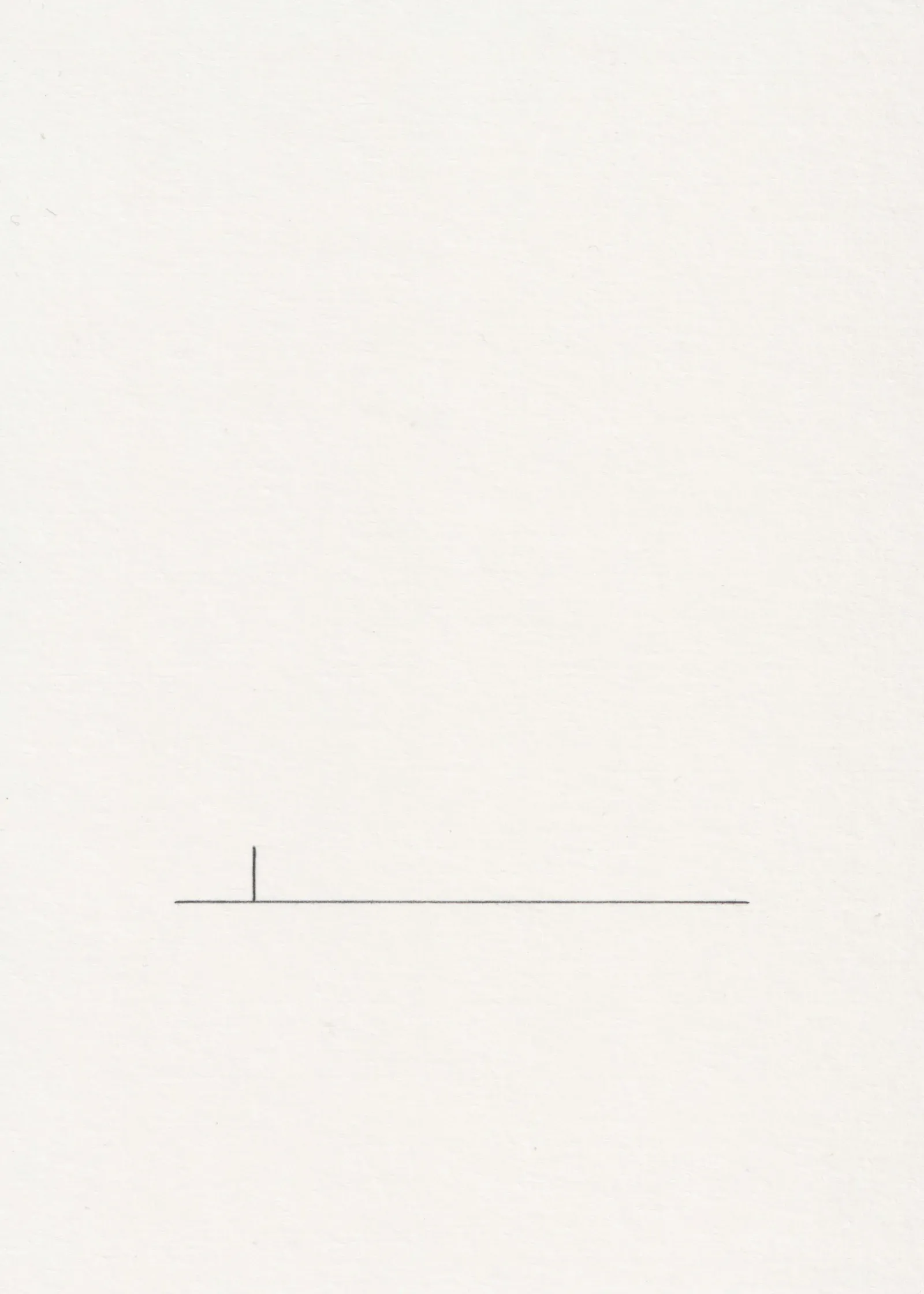 Pencil line drawing on paper: a short vertical post standing left of centre on a long horizontal line.