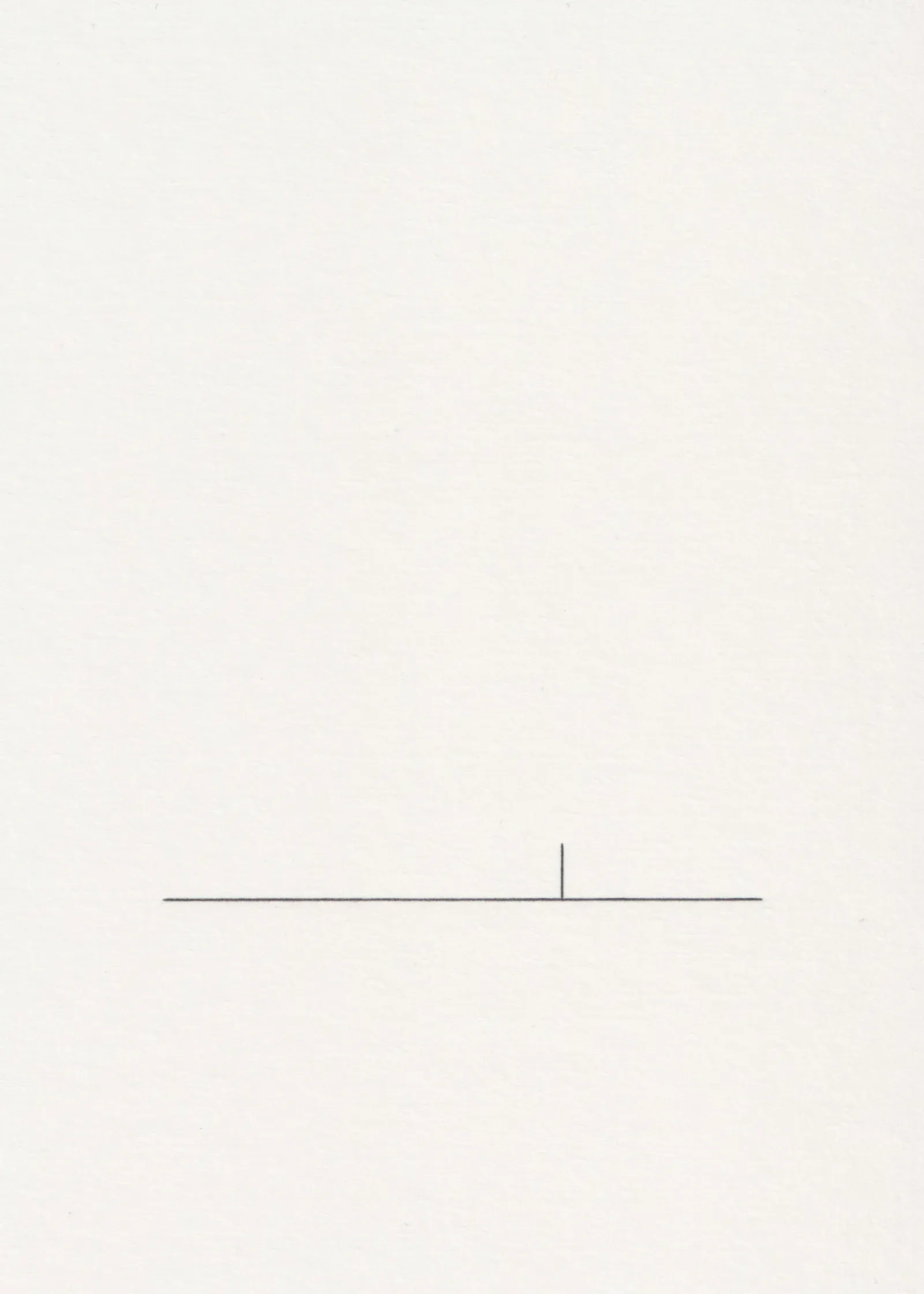 Pencil line drawing on paper: a vertical post on a horizontal line, now right of centre.