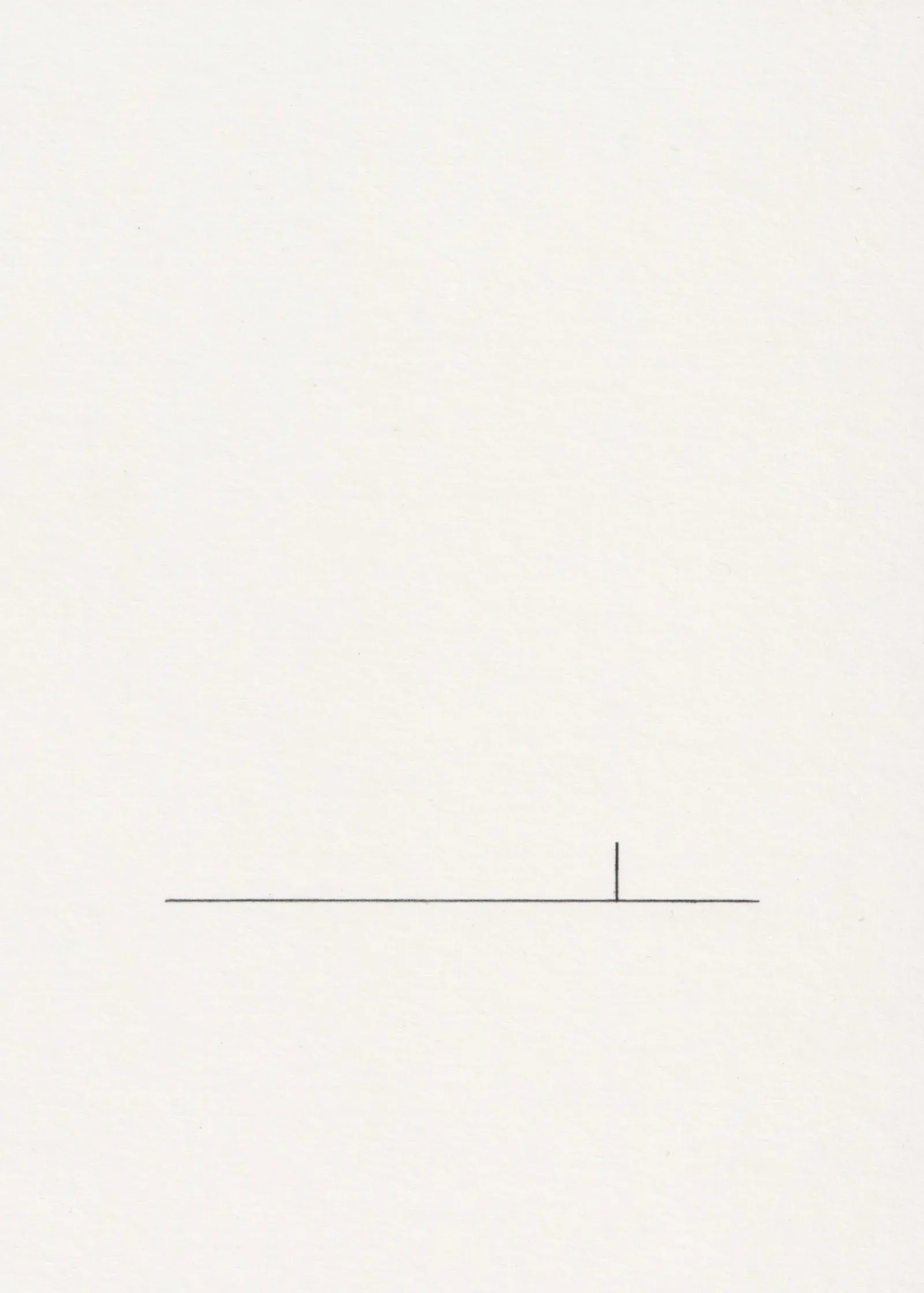 Pencil line drawing on paper: a vertical post well into the right half of a horizontal line.